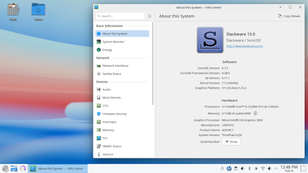 SonicDE on Slackware Linux